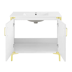 Swiss Madison Voltaire 36" Single, Bathroom Vanity in White with Gold Hardware - SM-BV320 - The Home Selection
