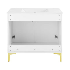 Swiss Madison Voltaire 36" Single, Bathroom Vanity in White with Gold Hardware - SM-BV320 - The Home Selection