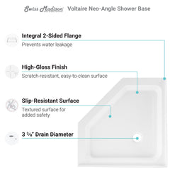 Swiss Madison Voltaire 42" X 42" Center Drain, Neo-Angle Shower Base - SM-SB534 - The Home Selection
