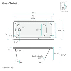 Swiss Madison Voltaire 48" X 32" Left-Hand Drain Alcove Bathtub in Bisque - SM-DB561BQ - The Home Selection