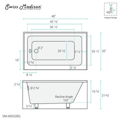 Swiss Madison Voltaire 48" X 32" Left-Hand Drain Alcove Bathtub with Apron in Bisque - SM-AB552BQ - The Home Selection