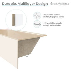Swiss Madison Voltaire 48" X 32" Left-Hand Drain Alcove Bathtub with Apron in Bisque - SM-AB552BQ - The Home Selection