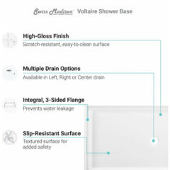 Swiss Madison Voltaire 48" x 36" Center Drain, Shower Base - SM-SB510 - The Home Selection