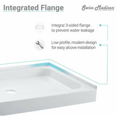 Swiss Madison Voltaire 48" x 36" Center Drain, Shower Base - SM-SB510 - The Home Selection