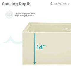 Swiss Madison ﻿﻿Voltaire 54" X 30" Left-Hand Drain Alcove Bathtub with Apron in Bisque - SM-AB549BQ - The Home Selection
