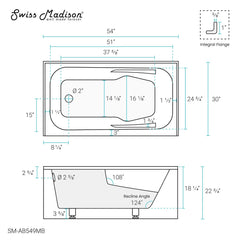 Swiss Madison Voltaire 54" X 30" Left-Hand Drain Alcove Bathtub with Apron - SM-AB549 - The Home Selection