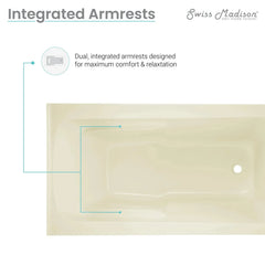 Swiss Madison Voltaire 54" X 30" Right-Hand Drain Alcove Bathtub with Apron in Bisque - SM-AB550BQ - The Home Selection