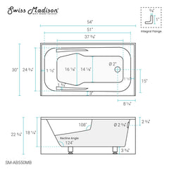 Swiss Madison Voltaire 54" X 30" Right-Hand Drain Alcove Bathtub with Apron - SM-AB550 - The Home Selection