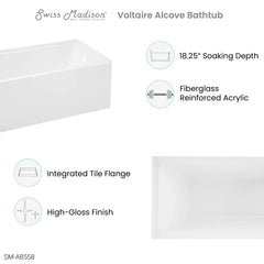 Swiss Madison Voltaire 54" X 30" Right-Hand Drain Alcove Bathtub with Apron - SM-AB558 - The Home Selection