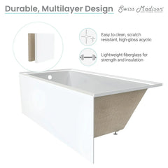 Swiss Madison Voltaire 54" X 30" Right-Hand Drain Alcove Bathtub with Apron - SM-AB558 - The Home Selection