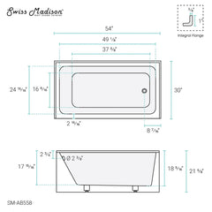 Swiss Madison Voltaire 54" X 30" Right-Hand Drain Alcove Bathtub with Apron - SM-AB558 - The Home Selection