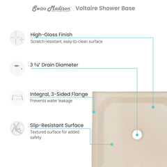 Swiss Madison Voltaire 60" X 30" Center Drain, Shower Base - SM-SB5 - The Home Selection