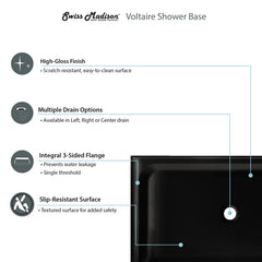 Swiss Madison Voltaire 60" X 30" Center Drain, Shower Base - SM-SB5 - The Home Selection