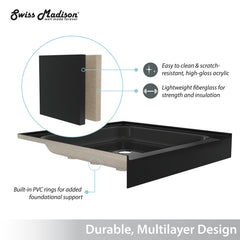 Swiss Madison Voltaire 60" X 30" Center Drain, Shower Base - SM-SB5 - The Home Selection