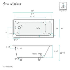 Swiss Madison Voltaire 60" X 30" Left-Hand Drain Alcove Bathtub in Bisque - SM-DB559BQ - The Home Selection