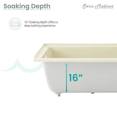 Swiss Madison Voltaire 60" X 30" Left-Hand Drain Alcove Bathtub in Bisque - SM-DB559BQ - The Home Selection