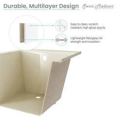 Swiss Madison Voltaire 60" X 30" Left-Hand Drain Alcove Bathtub in Bisque - SM-DB559BQ - The Home Selection