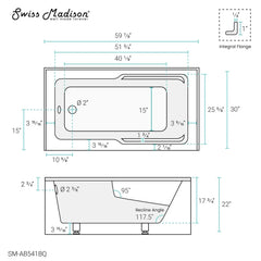 Swiss Madison Voltaire 60" X 30" Left-Hand Drain Alcove Bathtub with Apron in Bisque - SM-AB541BQ - The Home Selection