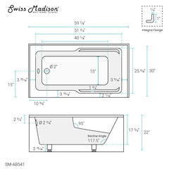 Swiss Madison Voltaire 60" X 30" Left-Hand Drain Alcove Bathtub with Apron - SM-AB541 - The Home Selection