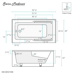Swiss Madison Voltaire 60" X 30" Left-Hand Drain Alcove Bathtub with Apron - SM-AB541 - The Home Selection