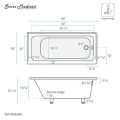 Swiss Madison Voltaire 60" X 30" Right-Hand Drain Alcove Bathtub in Bisque - SM-DB560BQ - The Home Selection