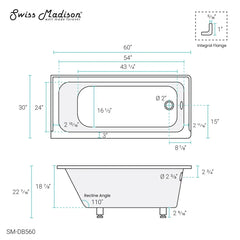 Swiss Madison Voltaire 60" X 30" Right-Hand Drain Alcove Bathtub - SM-DB560 - The Home Selection
