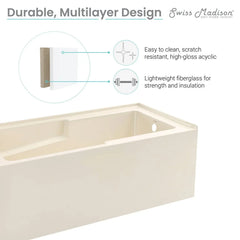 Swiss Madison Voltaire 60" X 30" Right-Hand Drain Alcove Bathtub with Apron in Bisque - SM-AB540BQ - The Home Selection