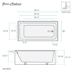 Swiss Madison Voltaire 60" X 30" Right-Hand Drain Alcove Bathtub with Apron - SM-AB592 - The Home Selection