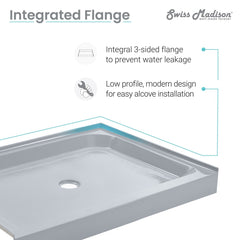 Swiss Madison Voltaire 60 x 30 Single-Threshold, Center Drain, Shower Base - SM-SB5 - The Home Selection