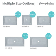 Swiss Madison Voltaire 60 x 30 Single-Threshold, Center Drain, Shower Base - SM-SB5 - The Home Selection