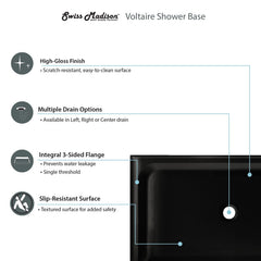 Swiss Madison Voltaire 60 x 30 Single-Threshold, Center Drain, Shower Base - SM-SB518 - The Home Selection