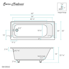 Swiss Madison Voltaire 60" X 32" Left-Hand Drain Alcove Bathtub - SM-DB563 - The Home Selection