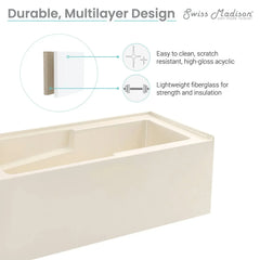 Swiss Madison Voltaire 60" X 32" Left-Hand Drain Alcove Bathtub with Apron in Bisque - SM-AB543BQ - The Home Selection