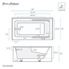 Swiss Madison Voltaire 60" X 32" Left-Hand Drain Alcove Bathtub with Apron in Bisque - SM-AB543BQ - The Home Selection