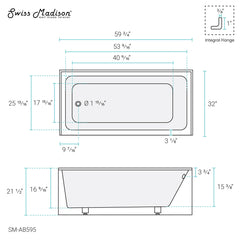 Swiss Madison Voltaire 60" X 32" Left-Hand Drain Alcove Bathtub with Apron - SM-AB595 - The Home Selection