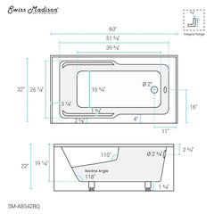 Swiss Madison Voltaire 60" X 32" Right-Hand Drain Alcove Bathtub with Apron in Bisque - SM-AB542BQ - The Home Selection
