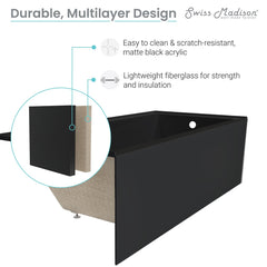 Swiss Madison Voltaire 60" X 32" Right-Hand Drain Alcove Bathtub with Apron - SM-AB542 - The Home Selection