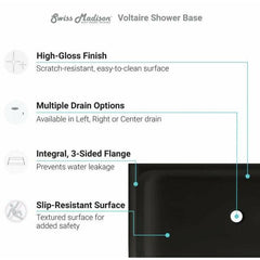 Swiss Madison Voltaire 60" x 32" Right-Hand Drain, Shower Base - SM-SB514 - The Home Selection