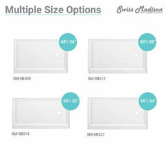 Swiss Madison Voltaire 60" x 32" Right-Hand Drain, Shower Base - SM-SB514 - The Home Selection