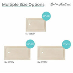 Swiss Madison Voltaire 60 x 32 Single-Threshold, Left-Hand Drain, Shower Base - SM-SB515 - The Home Selection