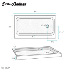 Swiss Madison Voltaire 60" X 34" , Shower Base - SM-SB52 - The Home Selection