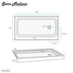 Swiss Madison Voltaire 60" X 34" Shower Base - SM-SB52 - The Home Selection