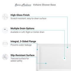 Swiss Madison Voltaire 60" X 34" , Shower Base - SM-SB52 - The Home Selection