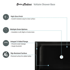 Swiss Madison Voltaire 60 x 36 Single-Threshold, Shower Base - SM-SB5 - The Home Selection