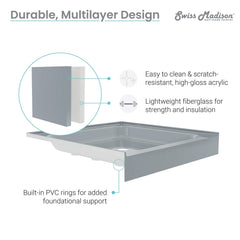 Swiss Madison Voltaire 60 x 36 Single-Threshold, Shower Base - SM-SB5 - The Home Selection