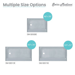Swiss Madison Voltaire 60 x 36 Single-Threshold, Shower Base - SM-SB5 - The Home Selection