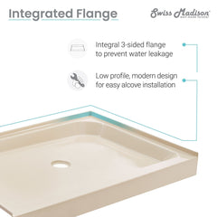 Swiss Madison Voltaire 60 x 36 Single-Threshold, Shower Base - SM-SB5 - The Home Selection