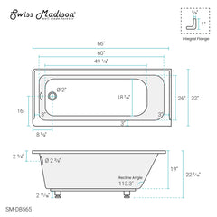 Swiss Madison Voltaire 66" X 32" Left-Hand Drain Alcove Bathtub - SM-DB565 - The Home Selection