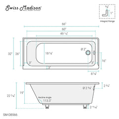 Swiss Madison Voltaire 66" X 32" Right-Hand Drain Alcove Bathtub - SM-DB566 - The Home Selection
