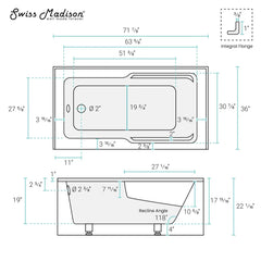 Swiss Madison Voltaire 72" x 36" Left-Hand Drain Alcove Bathtub with Apron - SM-AB556 - The Home Selection